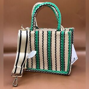H&M Striped Woven Small Crossbody Bag in Green